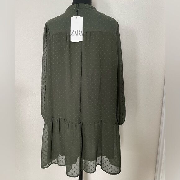 NWT Zara Lace Insert Dotted Mesh Dress - Picture 11 of 15